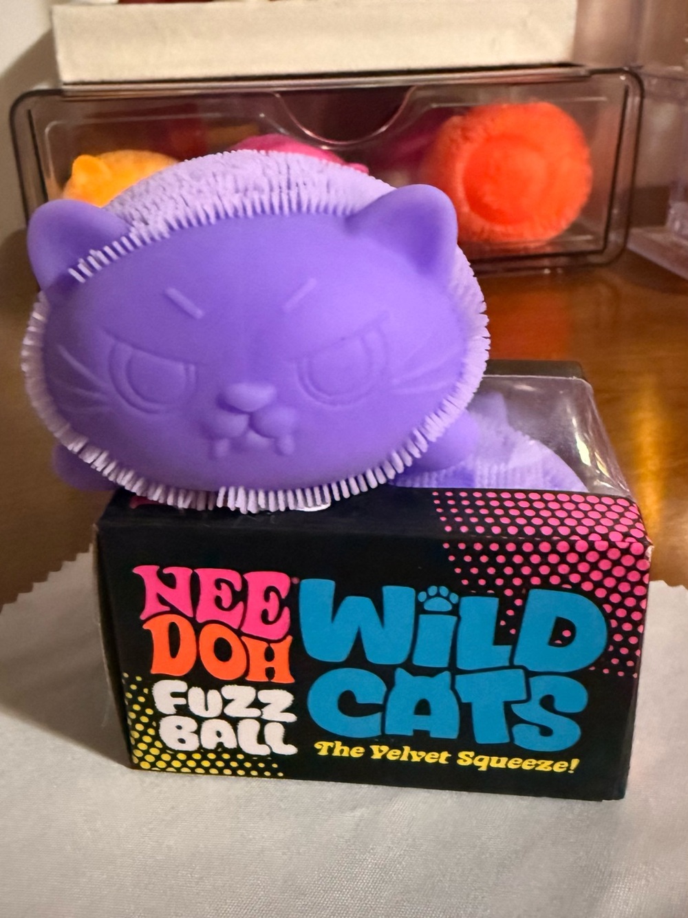 Authentic NeeDoh Fuzz Ball Cats Purple squishy random pattern - Picture 3 of 5